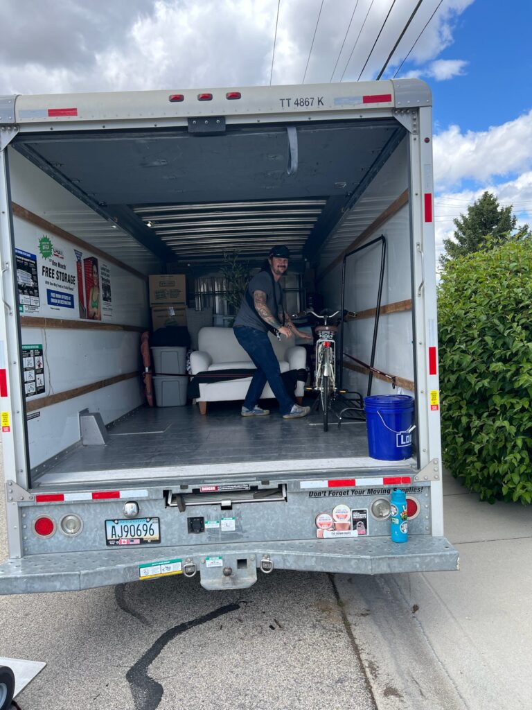 loading a bike onto a Uhaul truck for moving